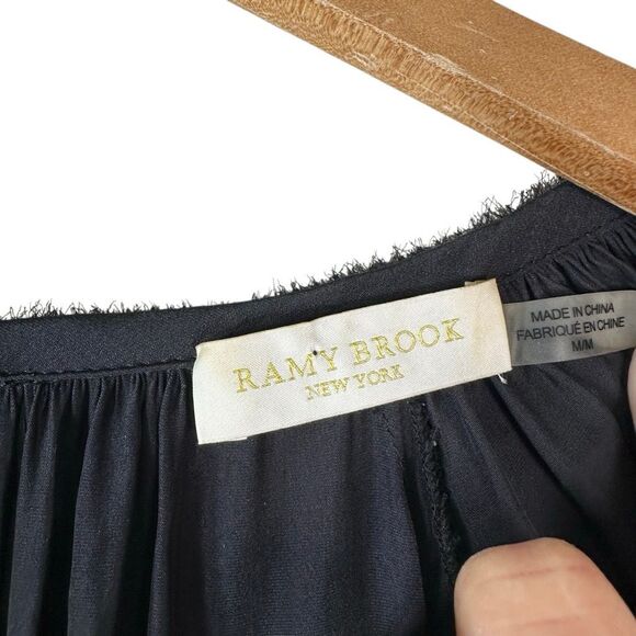 RAMY BROOK Aidan Black Mini Dress Size Medium Silk Blend Long Sleeve - Picture 5 of 13
